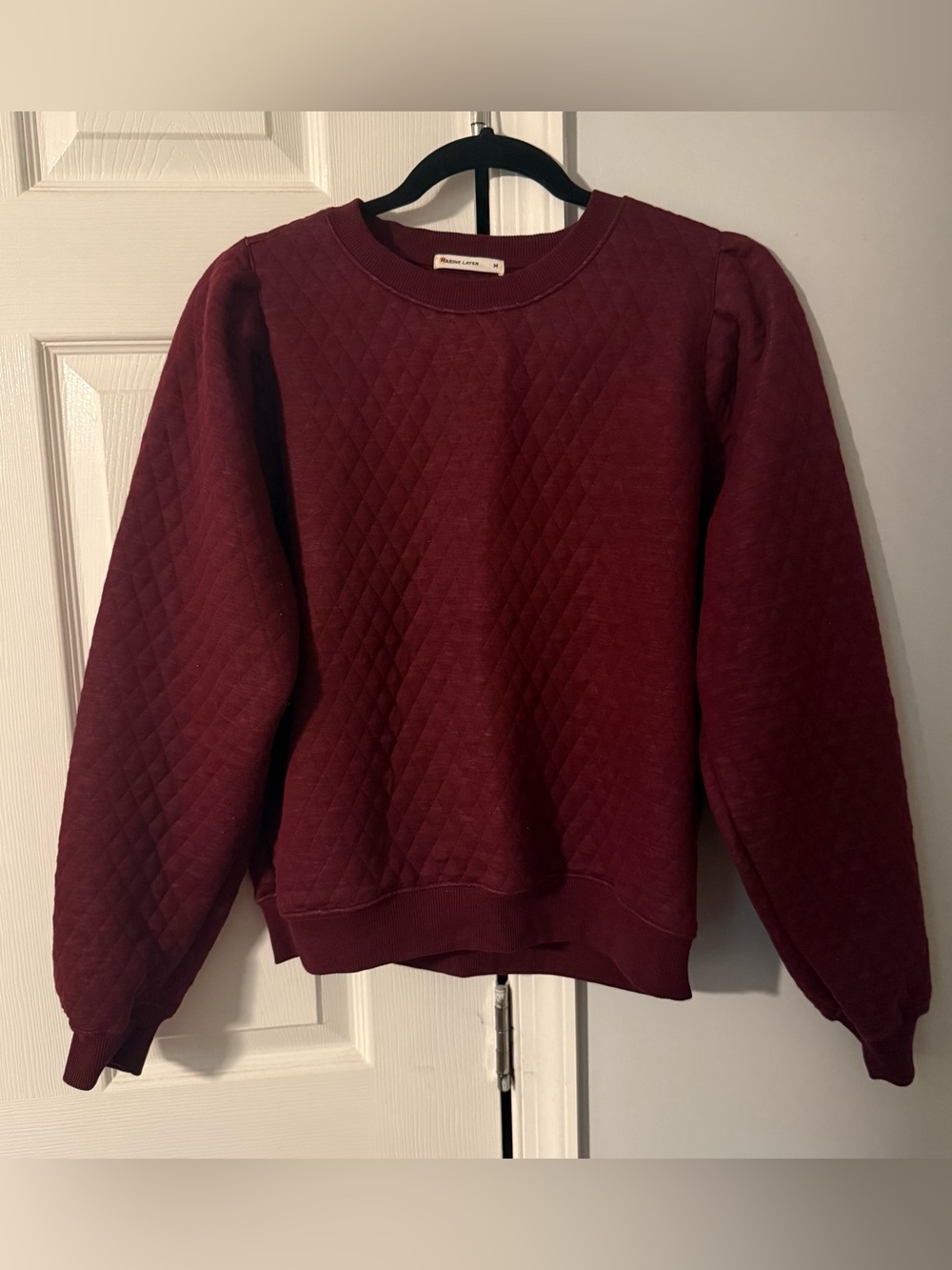 Marine Layer Corbet Quilted Puff Sleeve Crewneck Sweatshirt
